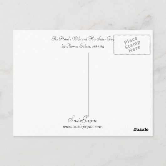 De vrouw van de kunstenaar en zijn stierenhond briefkaart (Achterkant)