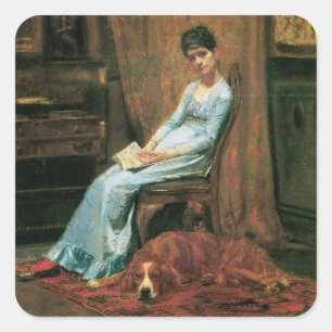 De vrouw van de kunstenaar en zijn stierenhond vierkante sticker
