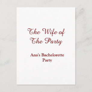 De vrouw van de partij vrijgezellenfeest naam datu briefkaart