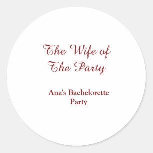 De vrouw van de partij vrijgezellenfeest naam datu ronde sticker
