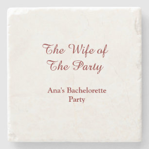 De vrouw van de party vrijgezellenfeest naam datum stenen onderzetter