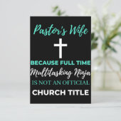 De vrouw van de predikant omdat fulltime multitask bedankkaart (Staand voorkant)