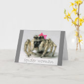 De Vrouw van de spin met roze boog Kaart (Gele Bloem)