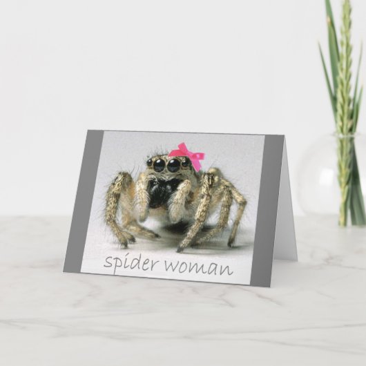 De Vrouw van de spin met roze boog Kaart (Voorkant)