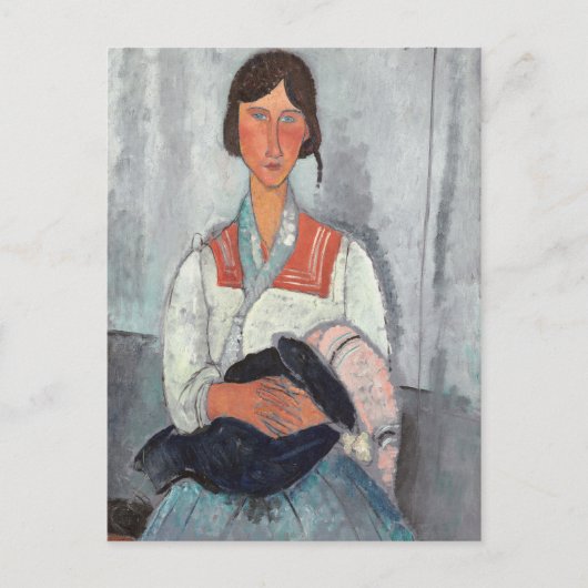 De Vrouw van de zigeuner met Baby, 1919 (olie op Briefkaart (Voorkant)