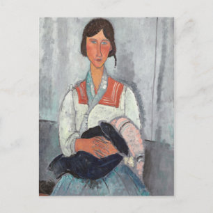 De Vrouw van de zigeuner met Baby, 1919 (olie op Briefkaart