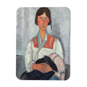 De Vrouw van de zigeuner met Baby, 1919 (olie op Magneet