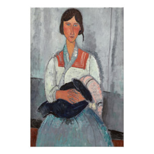 De Vrouw van de zigeuner met Baby, 1919 (olie op Perfect Poster