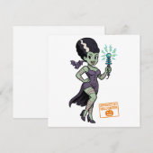 De vrouw van Frankenstein Cartoon Feestdagenkaart (Voorkant / Achterkant)