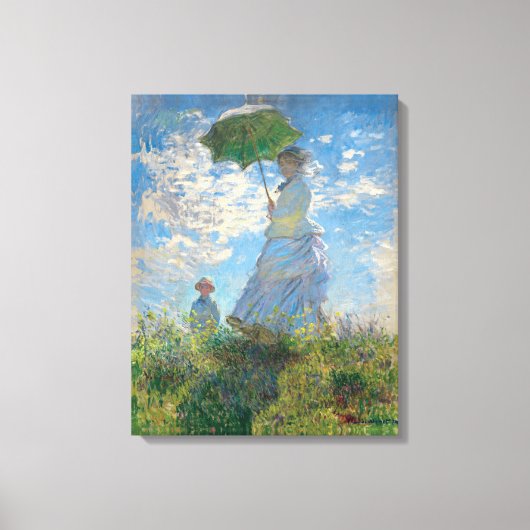 De vrouw van Monet is hersteld met een parasol De Canvas Afdruk (Voorkant)