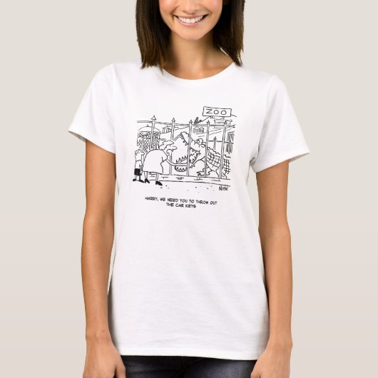 De vrouw wil dat haar man haar de autosleutels gee t-shirt (Voorkant)
