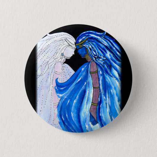 De Vrouwe van de Blauwe Vlam Ronde Button 5,7 Cm (Voorkant)