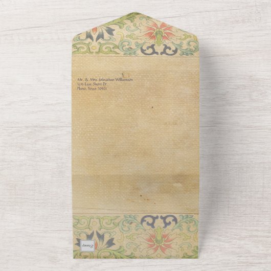 De Vrouwe van Shallot Sprookjesachtige Bruiloft All In One Uitnodiging (Buitenkant)