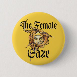De vrouwelijke blik Medusa Gorgon Feministisch Ronde Button 5,7 Cm