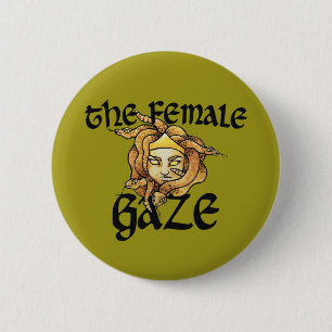 De vrouwelijke blik Medusa Slangen Feministische h Ronde Button 5,7 Cm