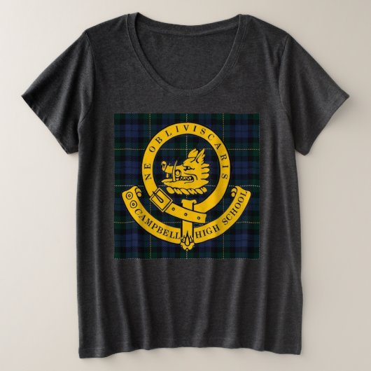De Vrouwen Losse Fit Tartan + Logo T-shirt (Design voorkant)
