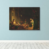 De vrouwen van Algiers in hun Harem, 1847-49 Canvas Afdruk (Insitu (Houten vloer))