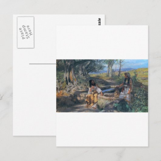 De vrouwencirca 1890 van Christus en van de Briefkaart (Voorkant / Achterkant)