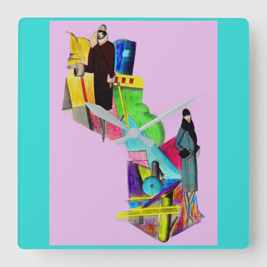 de vrouwendruk van het jaren '30art deco vierkante klok (Voorkant)