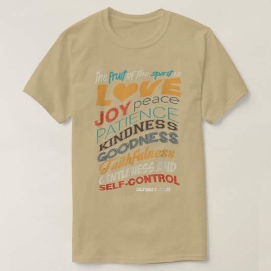 De vrucht van de Christelijke Bijbelsscriptie gedi T-shirt (Design voorkant)