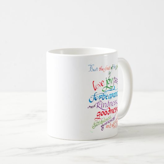 De vrucht van de Geest Bijbelvers Christelijk Koffiemok (Voorkant rechts)