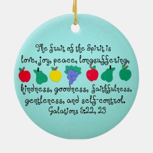 De vrucht van de geest. keramisch ornament (Achterkant)