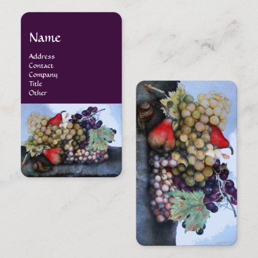 DE VRUCHTEN, DRUIVEN EN PEREN VAN HET SEIZOEN leve Visitekaartje (Voorkant / Achterkant)