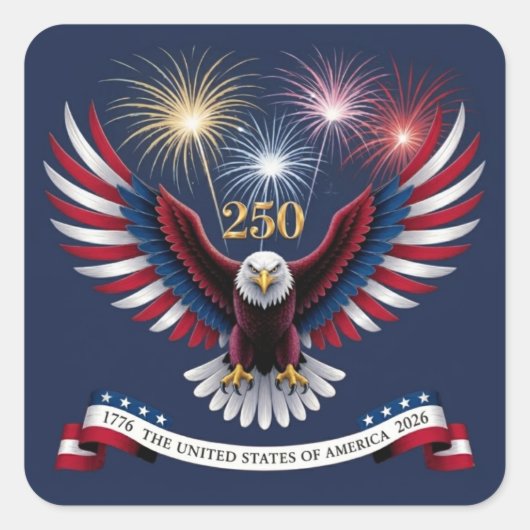 De VS 250 jaar vierkante sticker (Voorkant)
