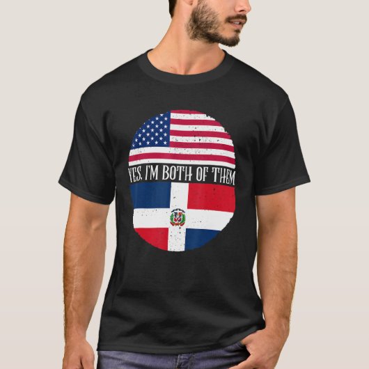 De VS en de Dominicaanse Republiek vlaggen ja ik b T-shirt (Voorkant)