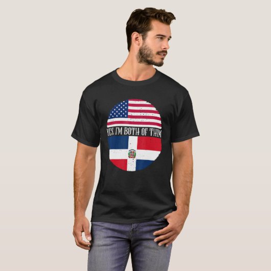De VS en de Dominicaanse Republiek vlaggen ja ik b T-shirt (Voorkant volledig)