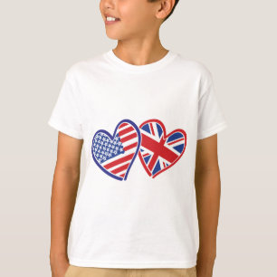 De VS en het Verenigd Koninkrijk in het hart tonen T-shirt