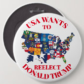 De VS willen Donald Trump herverkiezen Ronde Button 6,0 Cm (Voorkant /achterkant)