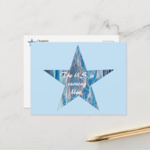 De VS worden blauw, abstracte sterren ansichtkaart