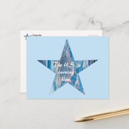 De VS worden blauw, abstracte sterren ansichtkaart Briefkaart