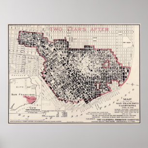De vuurkaart van San Francisco - BigMap van 1908 ( Poster