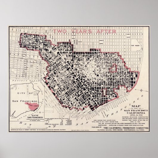 De vuurkaart van San Francisco - BigMap van 1908 ( Poster (Voorkant)