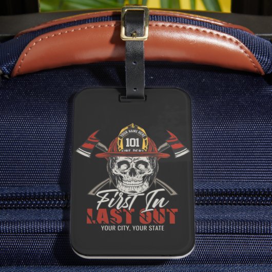 De Vuurman van de NAAM van de douane eerst uit Vuu Bagagelabel (Voorkant Insitu 2)