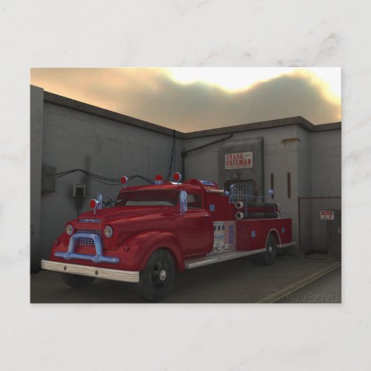 De vuurmotor briefkaart (Voorkant)