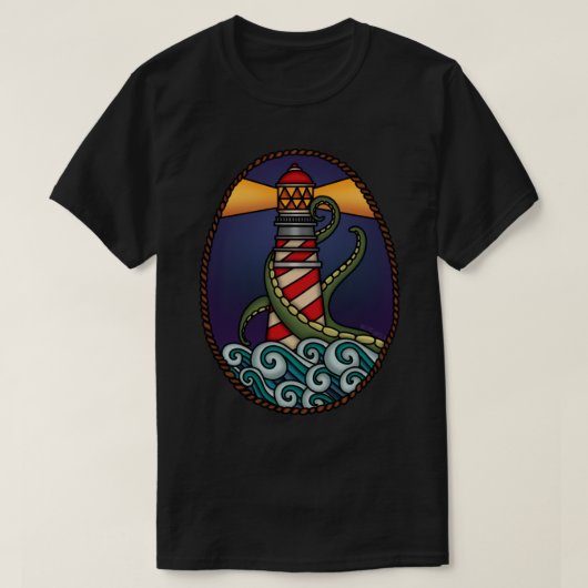 De vuurtoren _amp_ The Kraken T-shirt (Design voorkant)