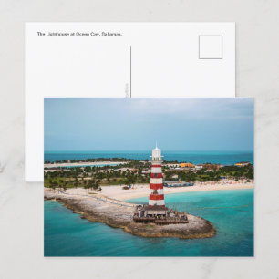 De vuurtoren bij Ocean Cay, Bahamas Briefkaart