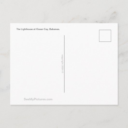 De vuurtoren bij Ocean Cay, Bahamas Briefkaart (Achterkant)
