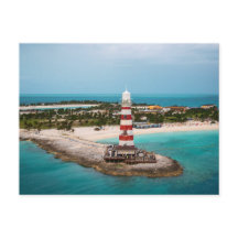 De vuurtoren bij Ocean Cay, Bahamas Briefkaart
