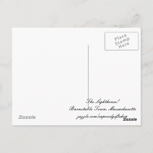 De vuurtoren. Briefkaart (Achterkant)