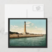 De vuurtoren, Dunkirk, Franse vintage Photochrom Briefkaart (Voorkant / Achterkant)