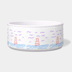 De vuurtoren en de keramische Pier Pet Bowl Voerbakje