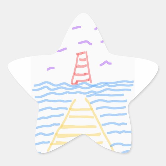 De vuurtoren en de pier ster sticker (Voorkant)