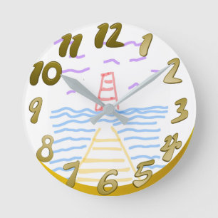 De vuurtoren en de Pier Wall Clock Ronde Klok