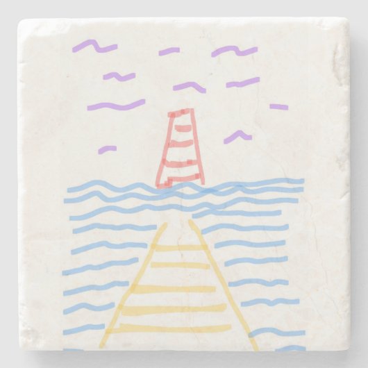 De vuurtoren en het Pier Stone Onderzetter (Voorkant)