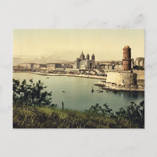 De vuurtoren en kathedraal, Marseille, Frankrijk v Briefkaart (Voorkant)