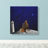 De vuurtoren keerde terug naar huis canvas afdruk (Insitu (Houten vloer))